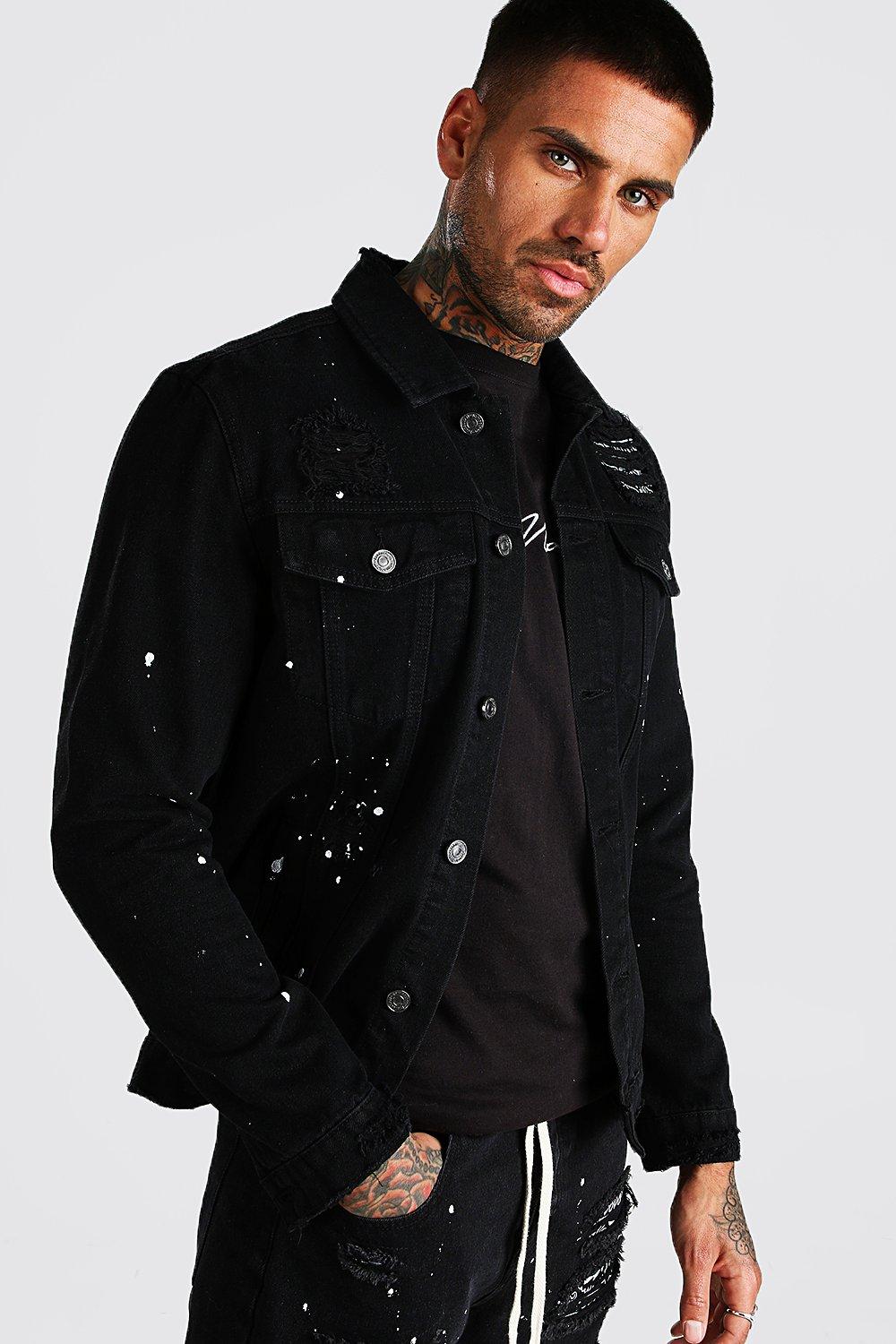 Men's paint shop splatter denim jacket